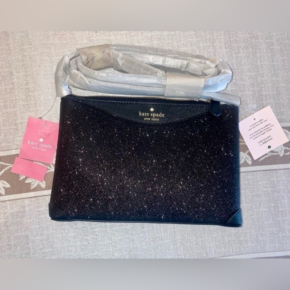 kate spade Handbags - Kate Spade Black Glitter Clutch